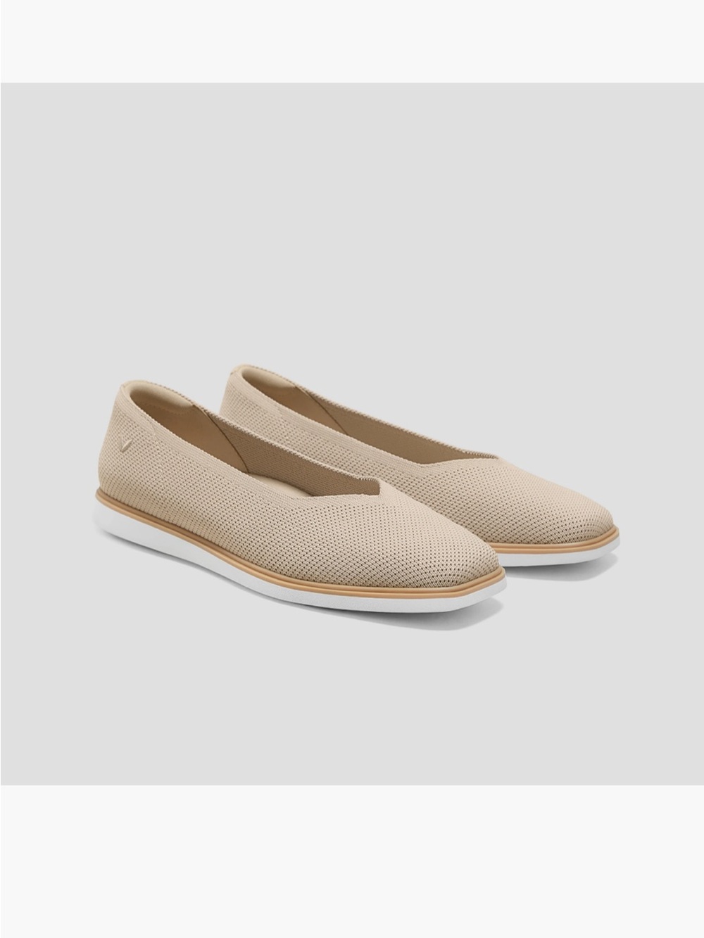 Vivaia Square-Toe All-Day Standing Flats (Mabel) in Almond